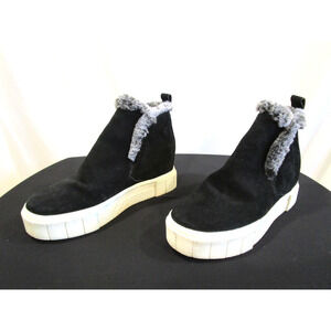 EUC! Dolce Vita Zali Black Suede Faux Fur Platform Sneaker Booties Women 7.5M